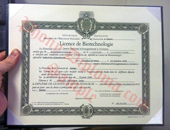 Licence de Biotechnologie - Fake Diploma Sample from France